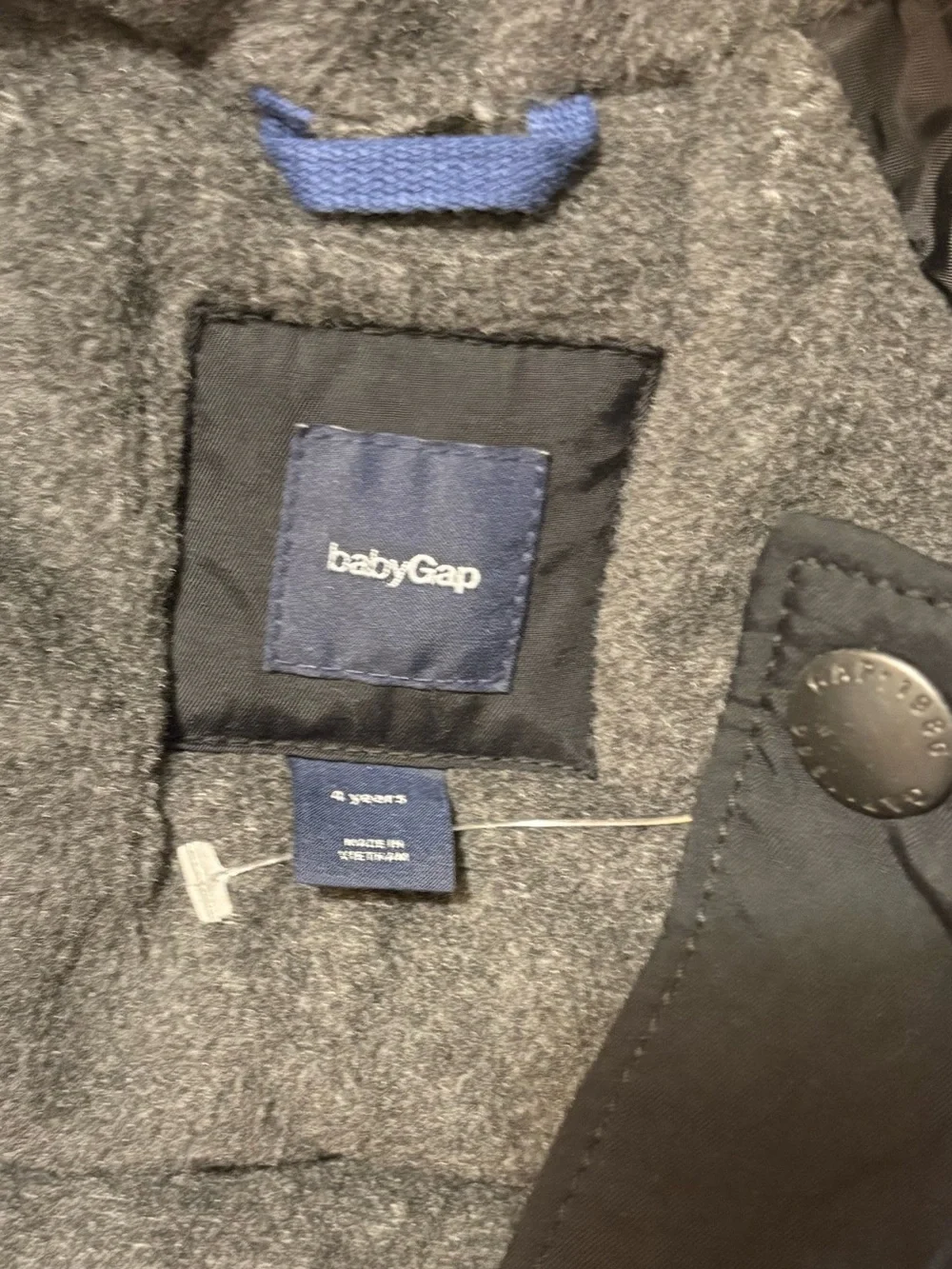 GAP Black Puffer Jacket with Faux Fur Trim